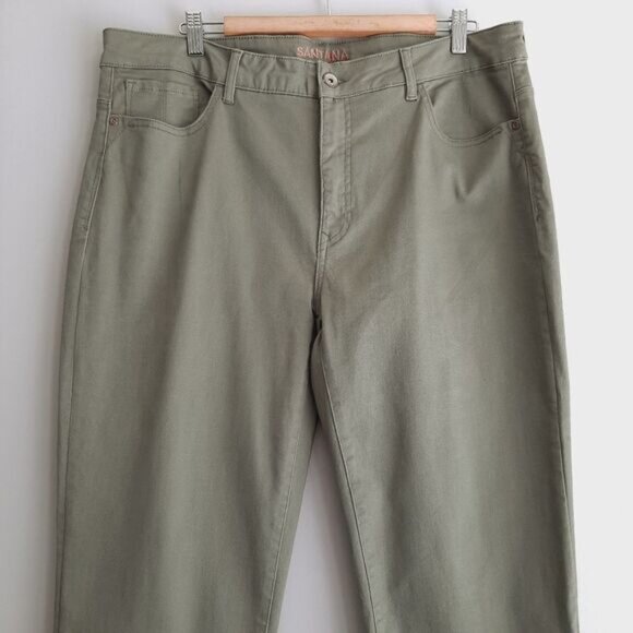 SANTANA JEANS Tummy Control Cropped Casual Capri Pants Green Sz 16 - Picture 3 of 13